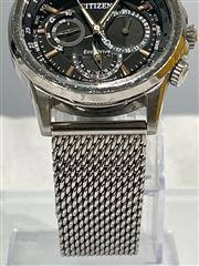 CITIZEN BU2020-70E Calendrier Eco-Drive – Silver-Tone 44?mm Mesh Bracelet, World